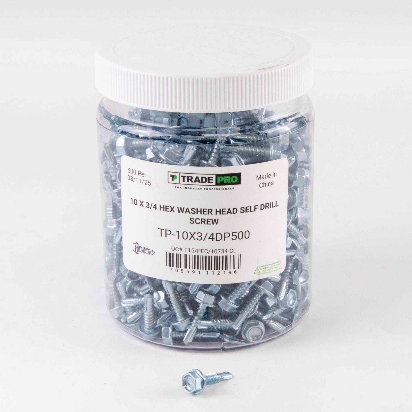 SCREW - HEX WASHER HEAD SCREW 10 X 3/4 500 PCS