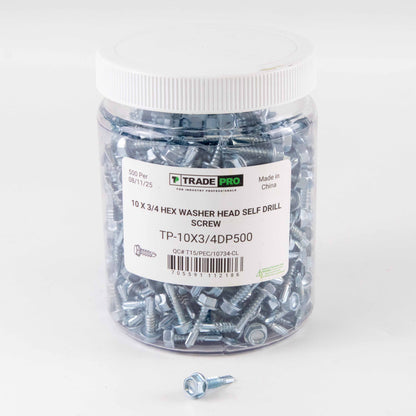SCREW - HEX WASHER HEAD SCREW 10 X 3/4 500 PCS