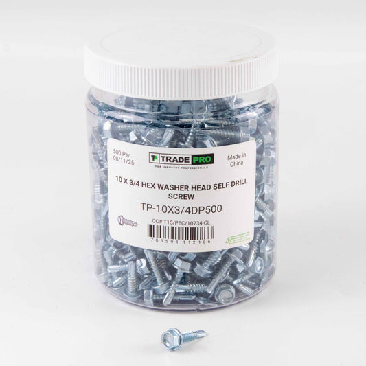 SCREW - HEX WASHER HEAD SCREW 10 X 3/4 500 PCS