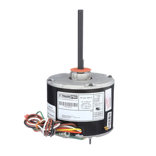 Fan motor with a label on a white background