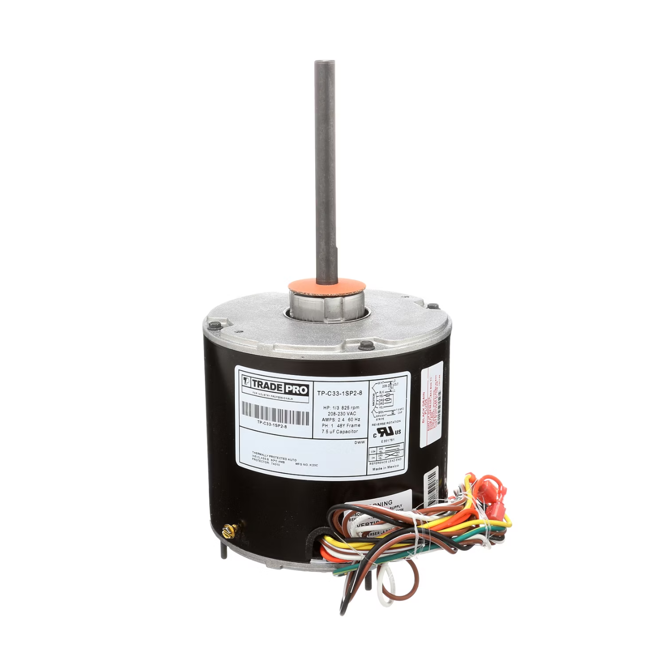 Fan motor with wiring on a white background